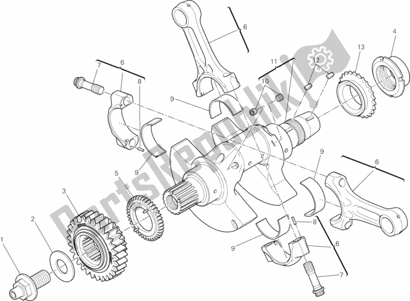 All parts for the Connecting Rods of the Ducati Superbike 1199 Panigale USA 2013